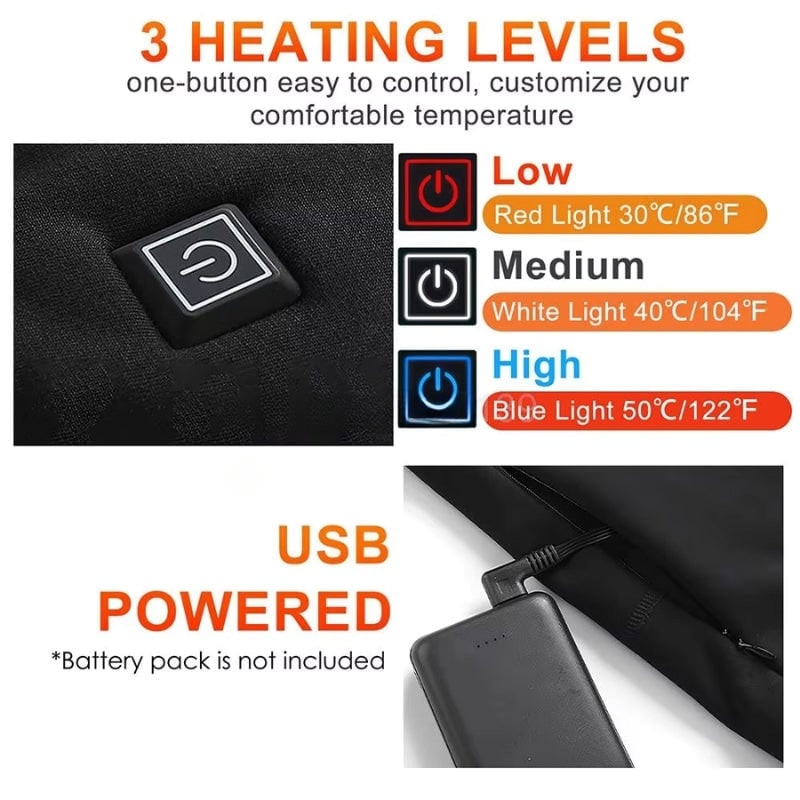 Men's Thermal Underwear Long Heated Base Layer Pants USB Rechargeable Slim Fit - Image 2