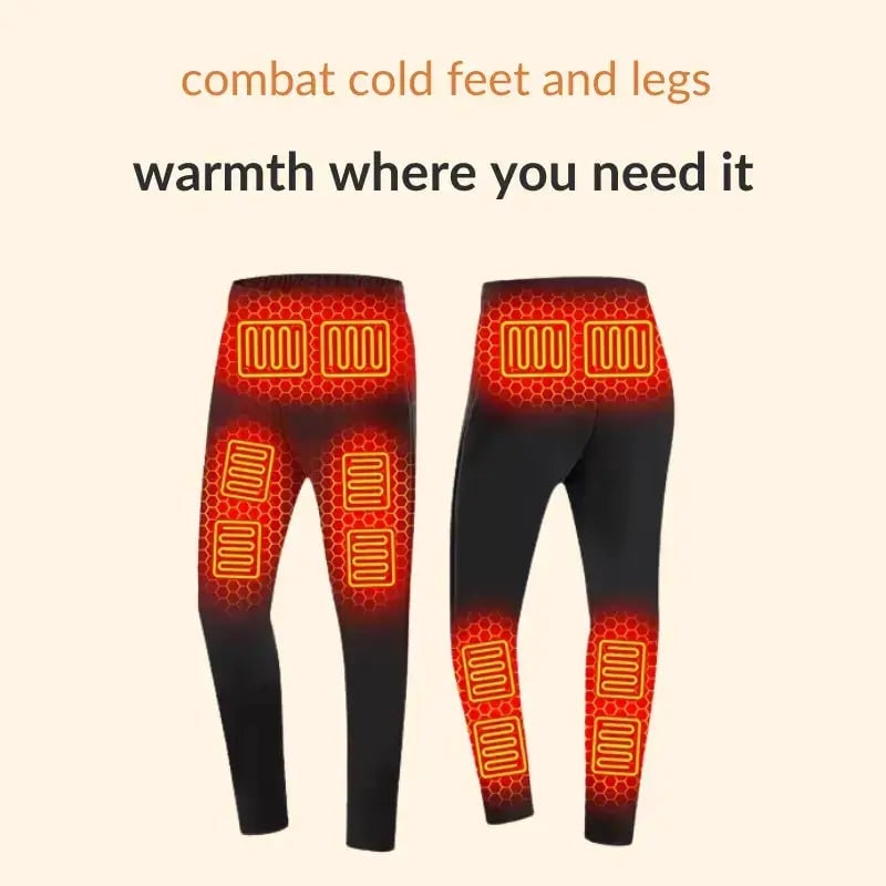 Men's Thermal Underwear Long Heated Base Layer Pants USB Rechargeable Slim Fit - Image 4