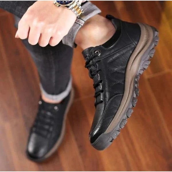 Men's Walking Shoes Comfortable Low Top Leather with Lugged Sole - Image 5