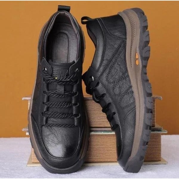 Men's Walking Shoes Comfortable Low Top Leather with Lugged Sole - Image 6