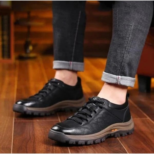 Men's Walking Shoes Comfortable Low Top Leather with Lugged Sole - Image 9