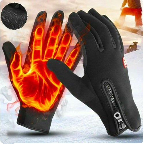 Men's Waterproof Winter Gloves with Touchscreen Fingertips Fleece Lined Zipper Wrist - Image 1
