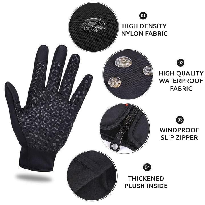 Men's Waterproof Winter Gloves with Touchscreen Fingertips Fleece Lined Zipper Wrist - Image 2