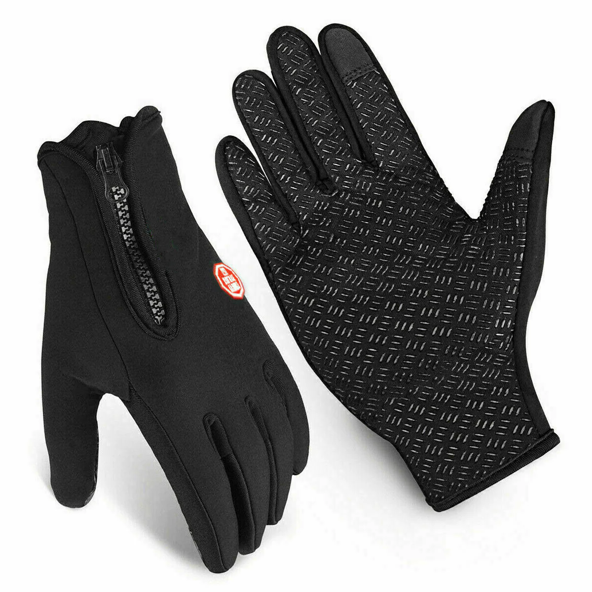 Men's Waterproof Winter Gloves with Touchscreen Fingertips Fleece Lined Zipper Wrist - Image 5