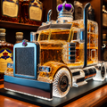 Men's Whiskey Decanter Semi-Truck Glass with Chrome Accents and Stopper - Image 1