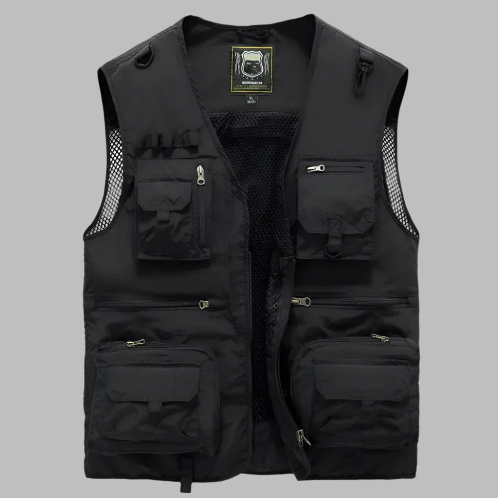 Men's Work Fishing Workwear Vest with Multi Pocket Cargo and Mesh Back - Image 2