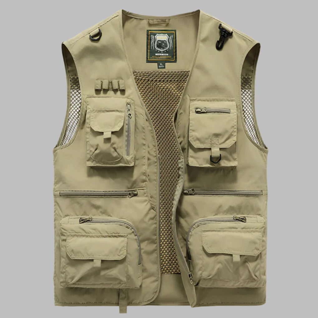 Men's Work Fishing Workwear Vest with Multi Pocket Cargo and Mesh Back - Image 3