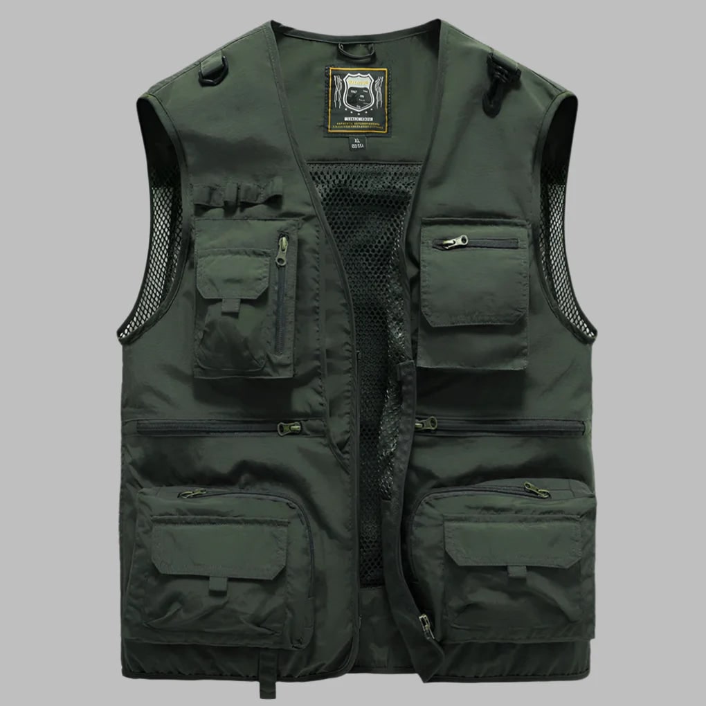 Men's Work Fishing Workwear Vest with Multi Pocket Cargo and Mesh Back - Image 4