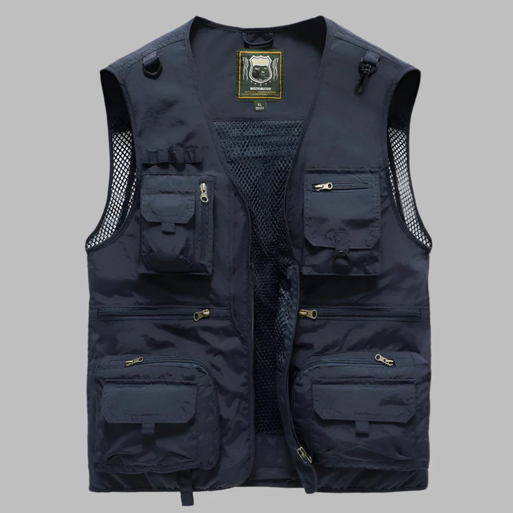 Men's Work Fishing Workwear Vest with Multi Pocket Cargo and Mesh Back - Image 5