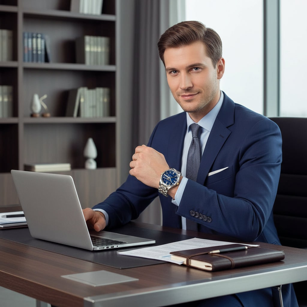 Men's Wrist Watch Rose Gold and Silver Stainless Steel Analog Dress Watches Luxury - Image 2