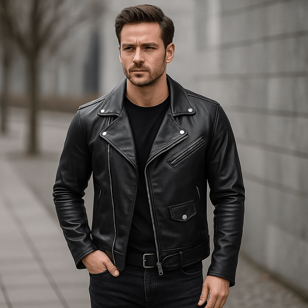 Men's Stylish and Durable Casual Motorcycle Jacket with Comfortable Collar