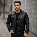 Men's Stylish and Durable Casual Motorcycle Jacket with Comfortable Collar