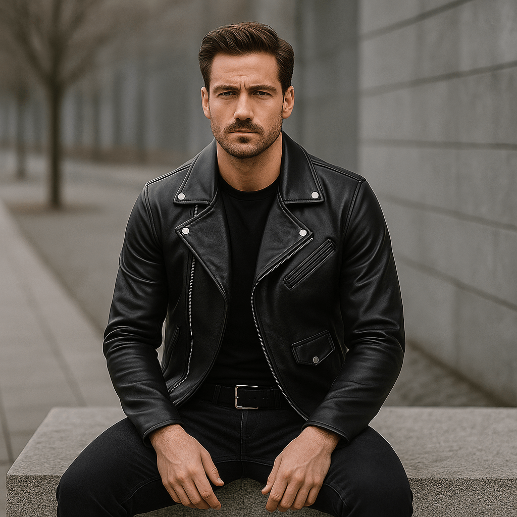 Men's Stylish and Durable Casual Motorcycle Jacket with Comfortable Collar