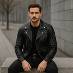 Men's Stylish and Durable Casual Motorcycle Jacket with Comfortable Collar