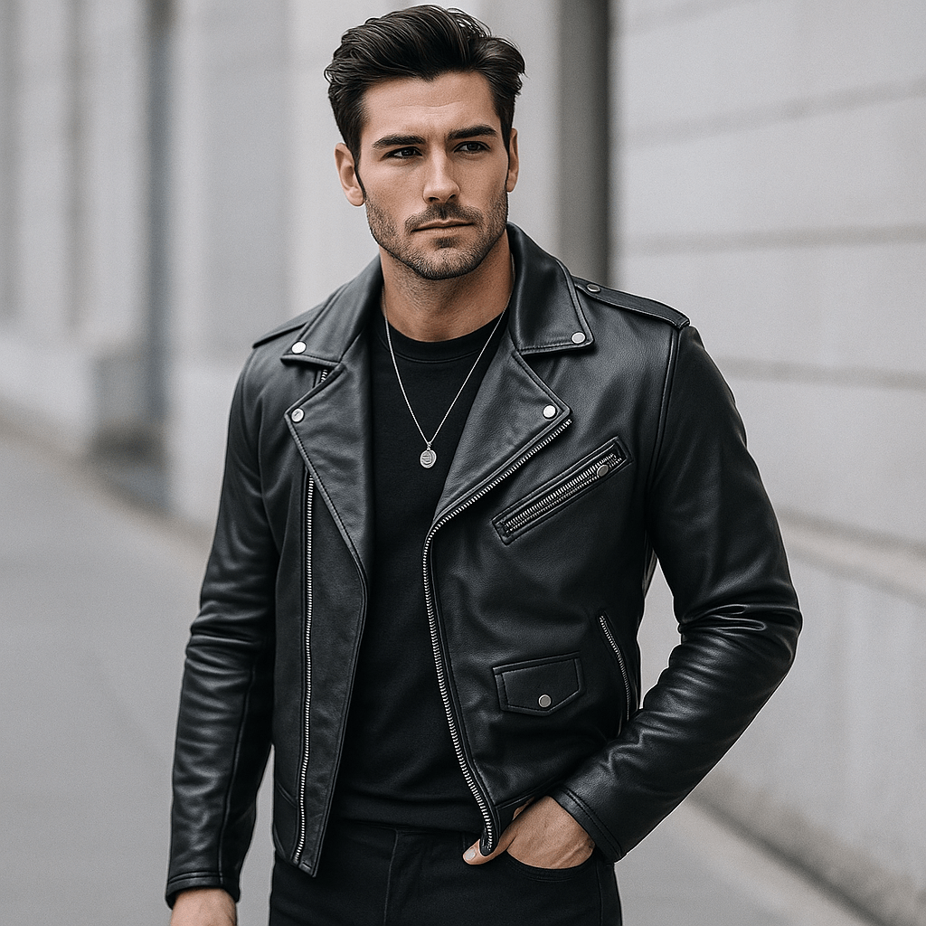 Men's Stylish and Durable Casual Motorcycle Jacket with Comfortable Collar