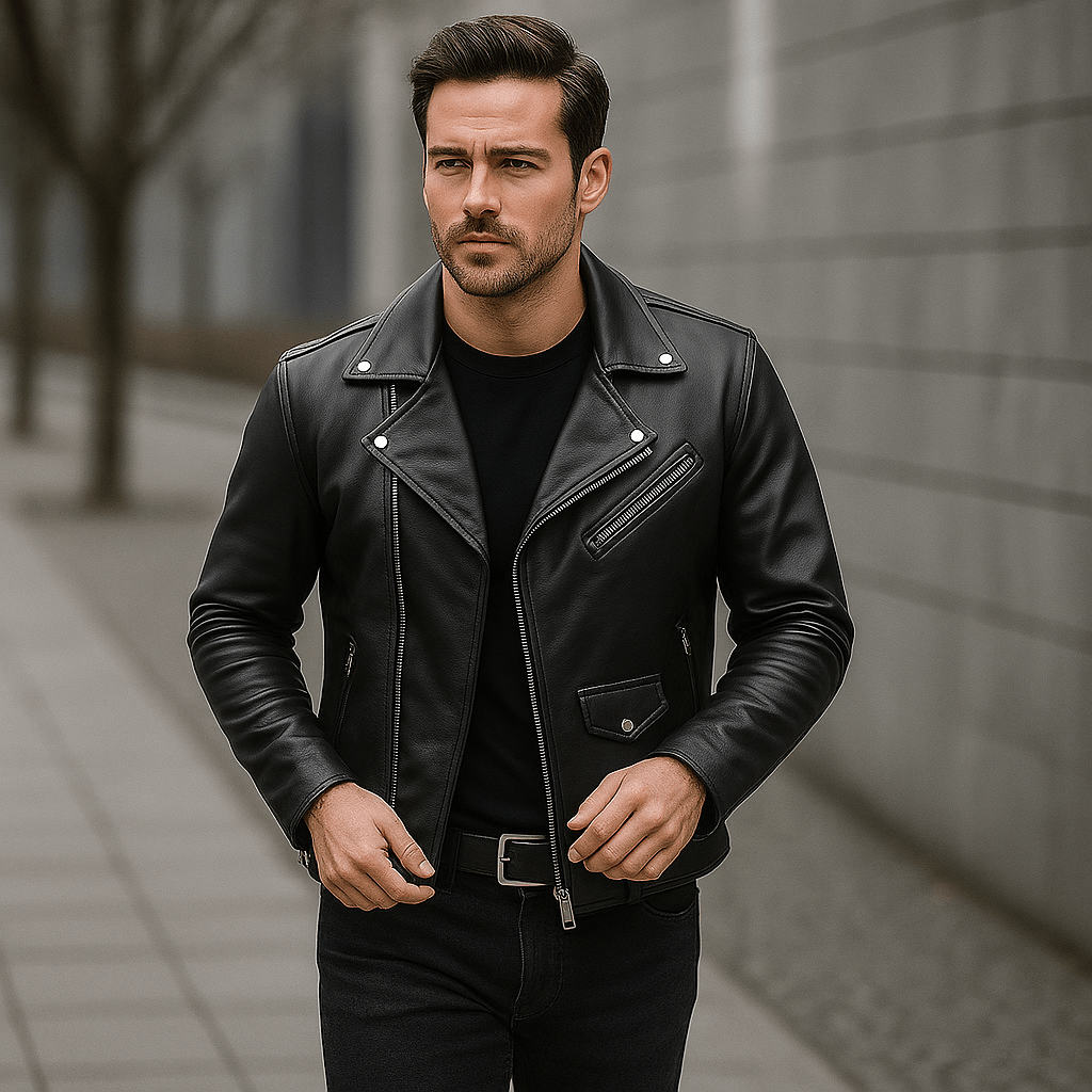 Men's Stylish and Durable Casual Motorcycle Jacket with Comfortable Collar