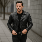 Men's Stylish and Durable Casual Motorcycle Jacket with Comfortable Collar