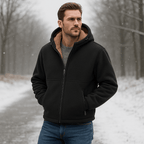 Men's Zip-Up Fleece Jacket with Sherpa Lining - Regular Fit