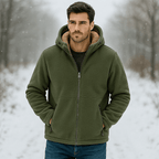 Men's Zip-Up Fleece Jacket with Sherpa Lining - Regular Fit