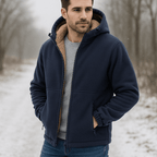 Men's Zip-Up Fleece Jacket with Sherpa Lining - Regular Fit