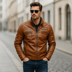 Men's Stylish Leather Winter Jacket – Perfect Blend of Warmth and Fashion