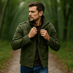 Men's Military-Inspired Jacket - Stand-Up Collar - Robust Construction