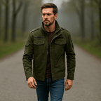 Men's Military-Inspired Jacket - Stand-Up Collar - Robust Construction
