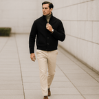 Men's Relaxed Fit Jacket - Soft Textured Fabric with High Collar and Button Closure