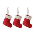 Mini Christmas Stockings Knitted Cable-Knit with White Cuff for Ornaments and Cutlery - Image 4