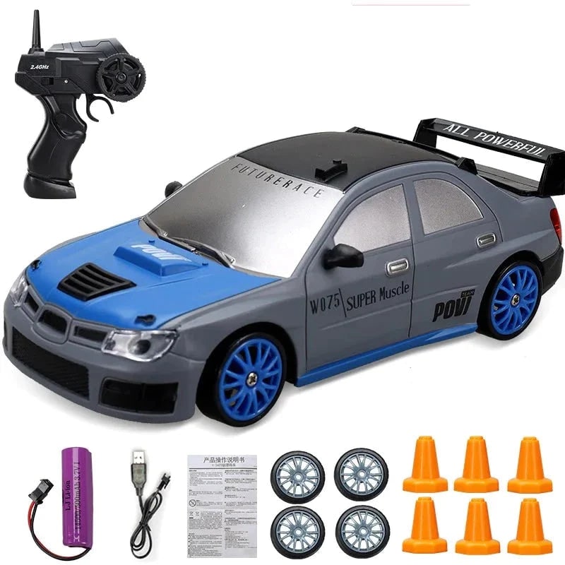 Mini Electric Rechargeable Rc Drift Car LED Lights Cones Toy Set - Image 10