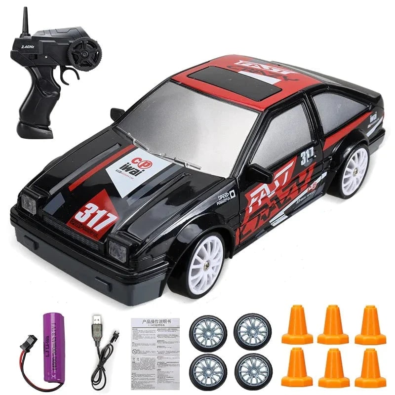 Mini Electric Rechargeable Rc Drift Car LED Lights Cones Toy Set - Image 11