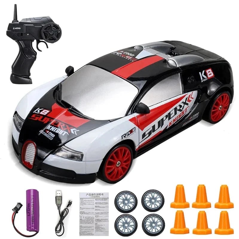 Mini Electric Rechargeable Rc Drift Car LED Lights Cones Toy Set - Image 14
