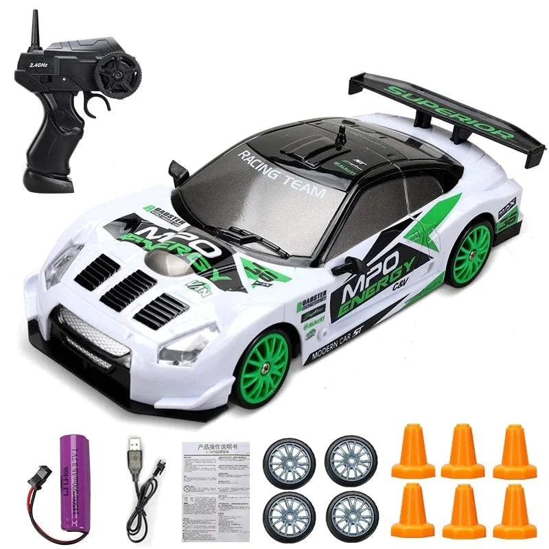 Mini Electric Rechargeable Rc Drift Car LED Lights Cones Toy Set - Image 15