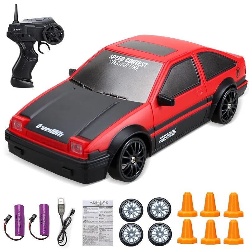 Mini Electric Rechargeable Rc Drift Car LED Lights Cones Toy Set - Image 17