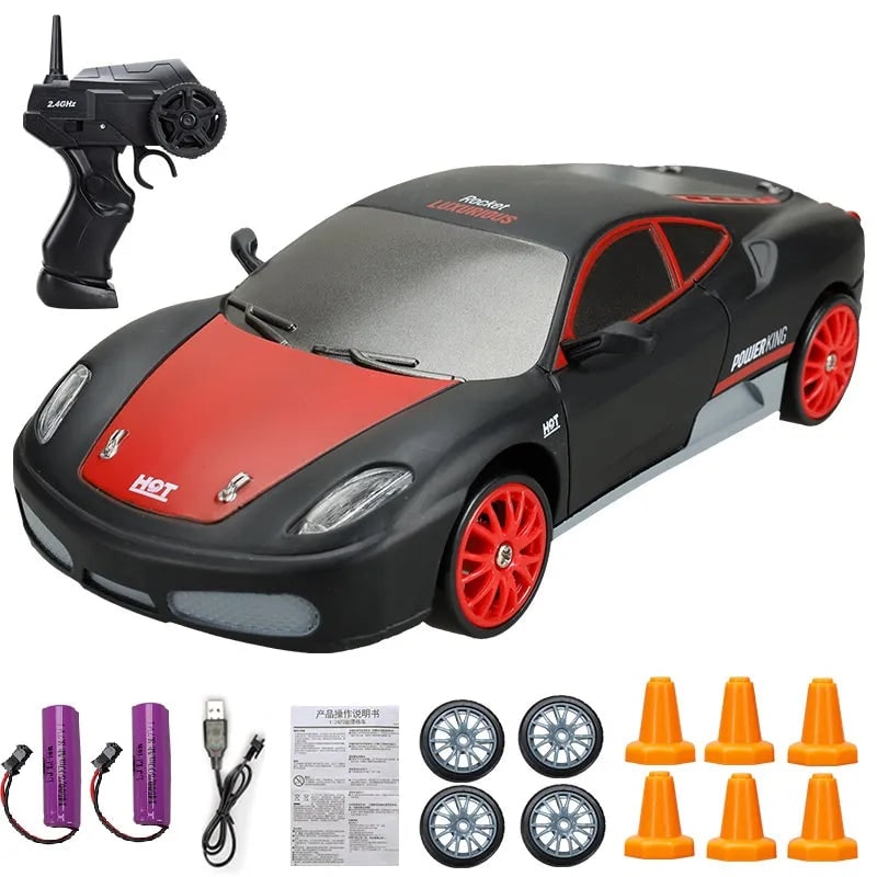 Mini Electric Rechargeable Rc Drift Car LED Lights Cones Toy Set - Image 19