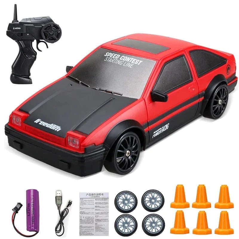 Mini Electric Rechargeable Rc Drift Car LED Lights Cones Toy Set - Image 2