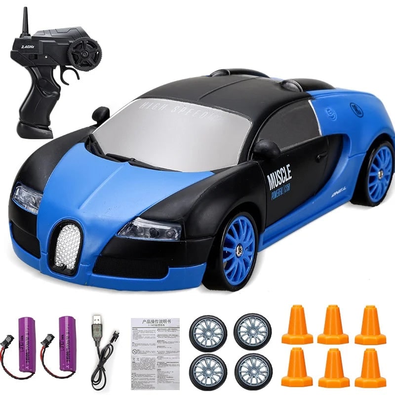 Mini Electric Rechargeable Rc Drift Car LED Lights Cones Toy Set - Image 20