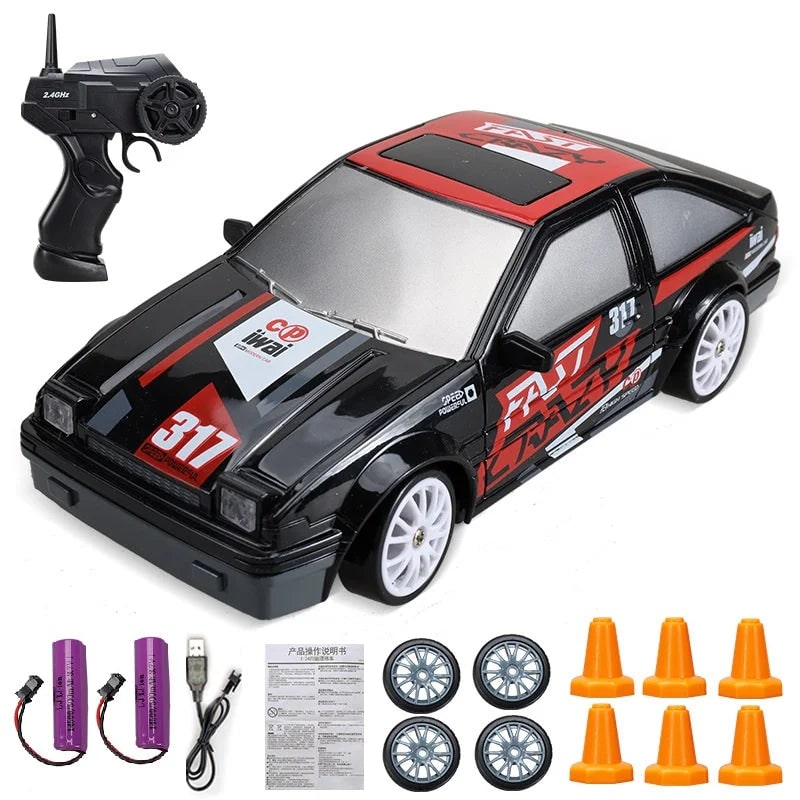 Mini Electric Rechargeable Rc Drift Car LED Lights Cones Toy Set - Image 21