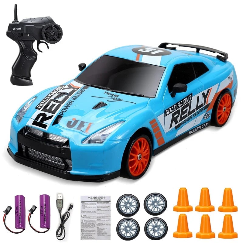 Mini Electric Rechargeable Rc Drift Car LED Lights Cones Toy Set - Image 22