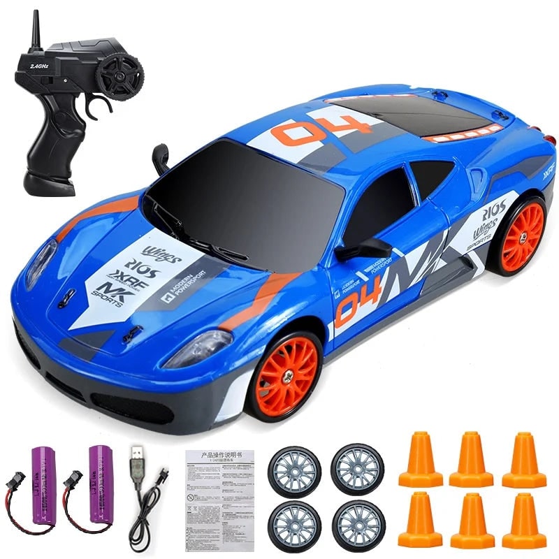 Mini Electric Rechargeable Rc Drift Car LED Lights Cones Toy Set - Image 25