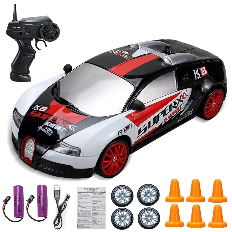 Mini Electric Rechargeable Rc Drift Car LED Lights Cones Toy Set - Image 26