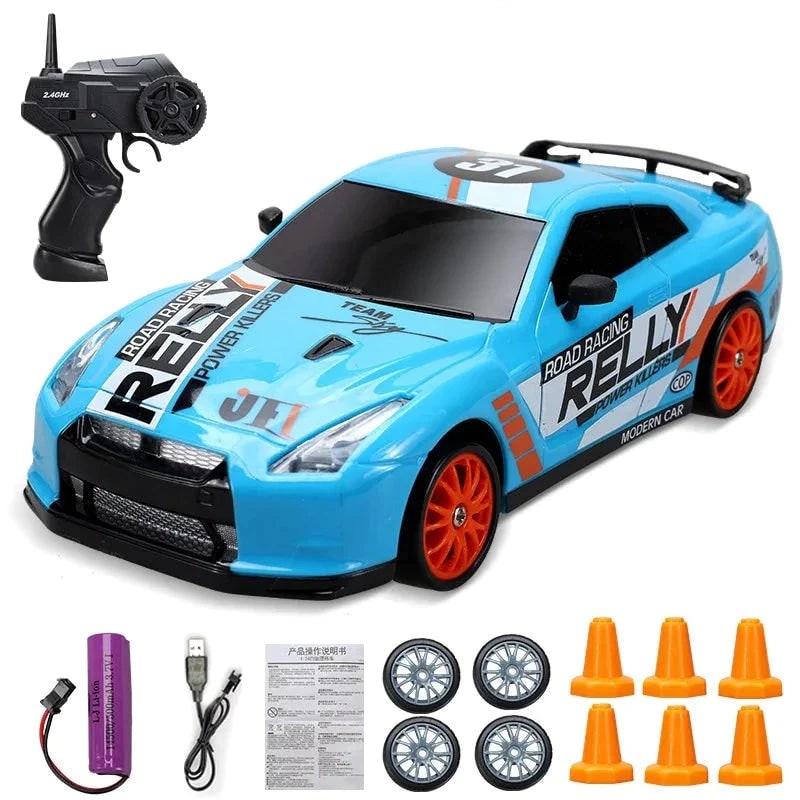 Mini Electric Rechargeable Rc Drift Car LED Lights Cones Toy Set - Image 3