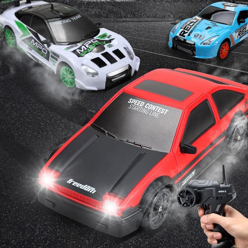 Mini Electric Rechargeable Rc Drift Car LED Lights Cones Toy Set - Image 4
