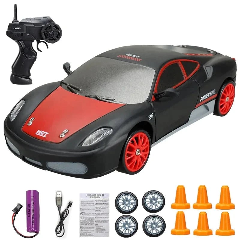 Mini Electric Rechargeable Rc Drift Car LED Lights Cones Toy Set - Image 7