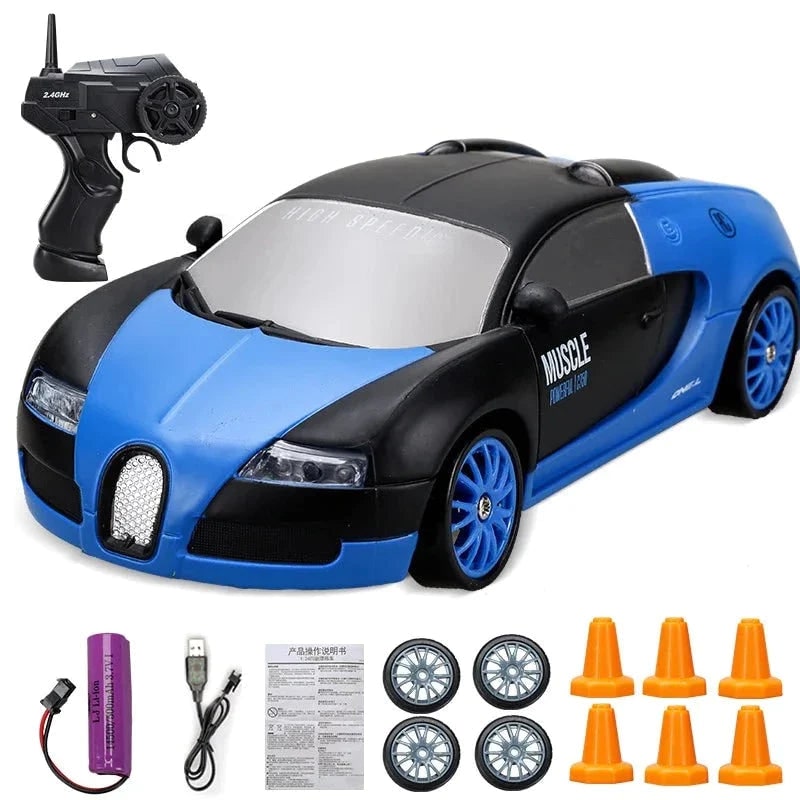Mini Electric Rechargeable Rc Drift Car LED Lights Cones Toy Set - Image 8