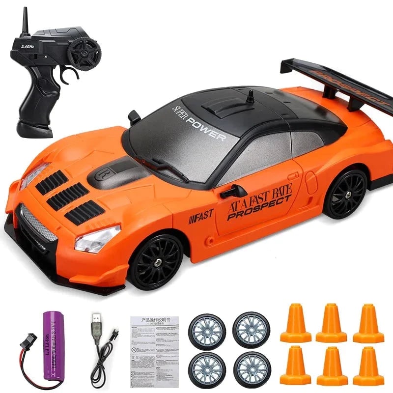Mini Electric Rechargeable Rc Drift Car LED Lights Cones Toy Set - Image 9