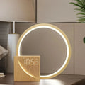 Modern Alarm Clock Lamp LED Light Bedside Digital Wood USB For Bedroom - Image 1