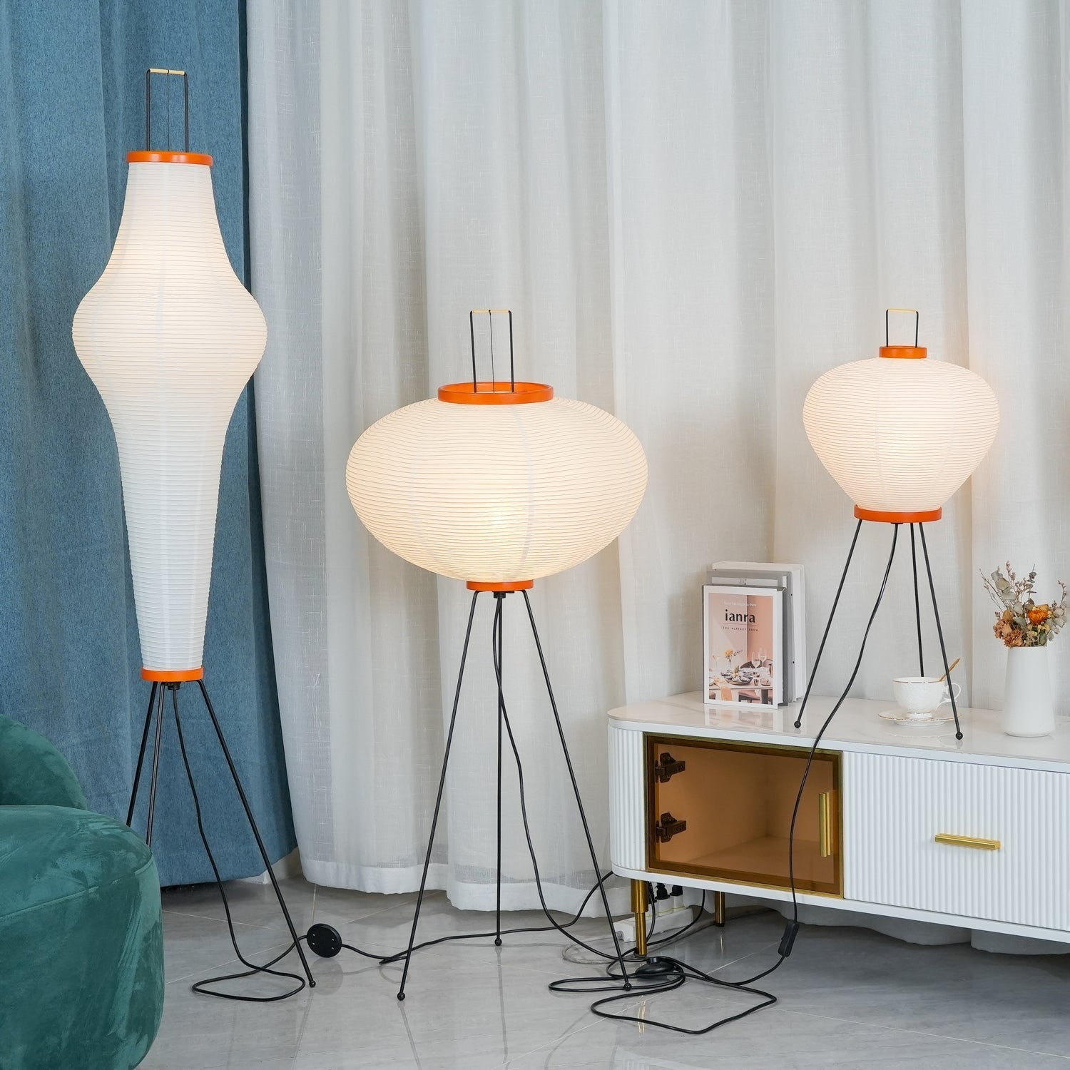 Modern Floor Lamp Decorative Floor Lamp Paper Lamp Tripod Floor Lamp - Image 3