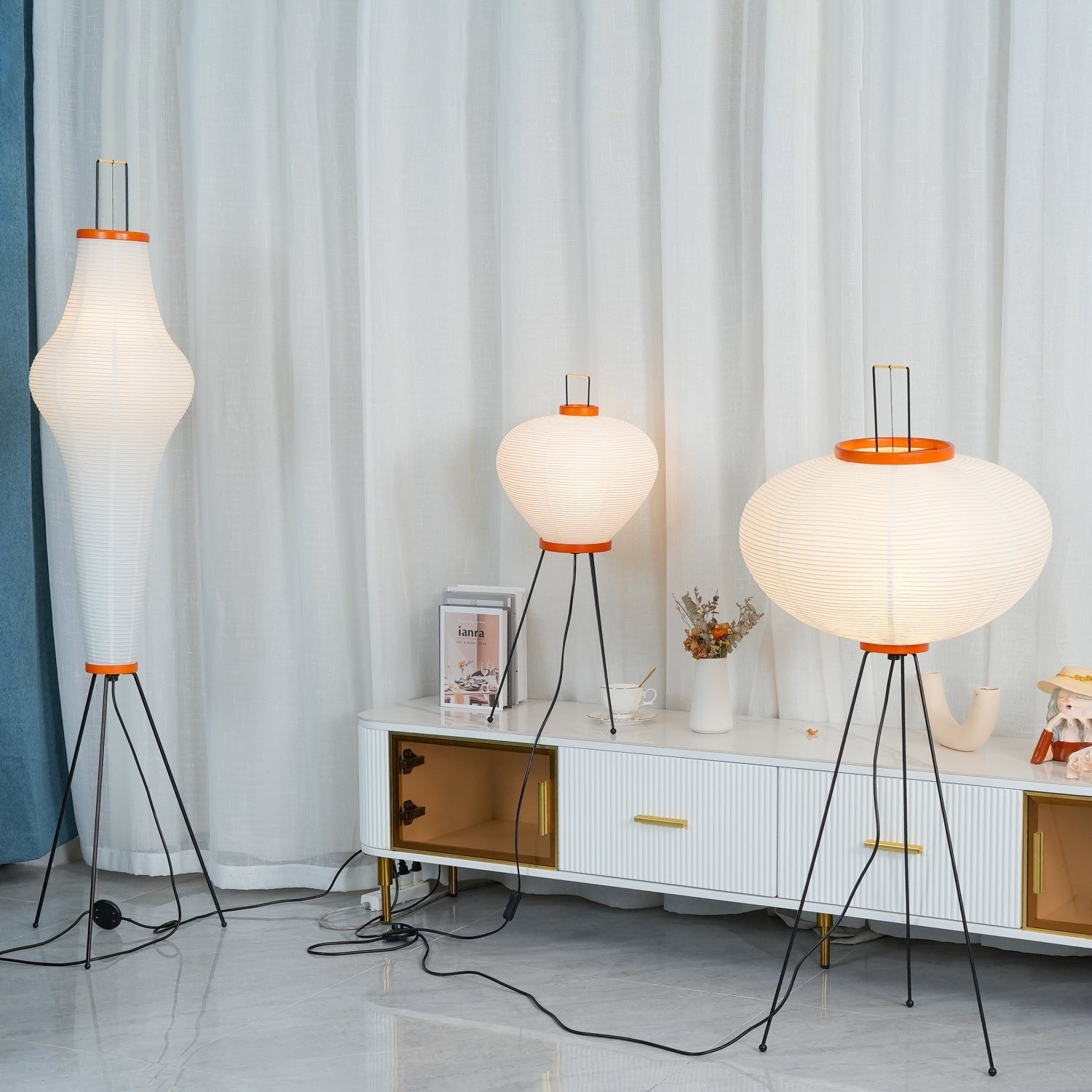 Modern Floor Lamp Decorative Floor Lamp Paper Lamp Tripod Floor Lamp - Image 5