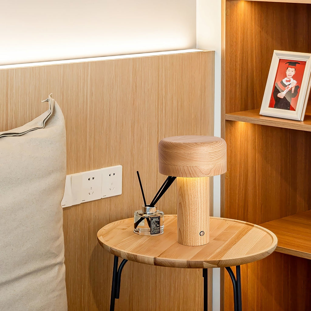 Modern Table Lamp LED Table Lamp Wooden Touch Control Lamp Minimalist - Image 4